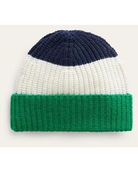 Boden - Colour Block Beanie Hat Navy, Veridian Green And Ivory - Lyst
