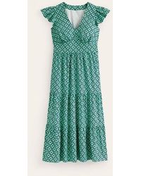 Boden - May Cotton Midi Tea Dress Ming Green, Geo Pome - Lyst