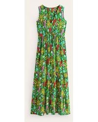 Boden - Sylvia Jersey Maxi Tier Dress Green, Tropical Paradise - Lyst