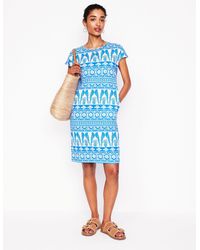 Boden - Leah T-Shirt-Kleid Aus Jersey-Himmelblau, Tropische Ornamente - Lyst