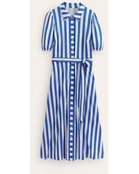 Boden - Libby Jersey Midi Shirt Dress Blue, Ivory Stripe - Lyst