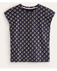Boden - Louisa Printed Slub T-shirt Navy, Ditsy Vine Foil - Lyst