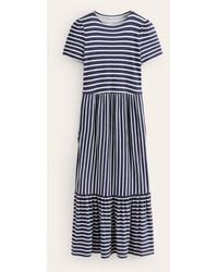 Boden - Emma Tiered Jersey Midi Dress French Navy, Ivory Stripe - Lyst