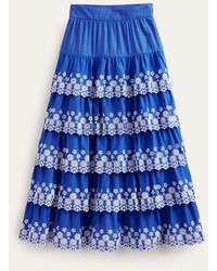 Boden Multi Tiered Broderie Skirt - Blue