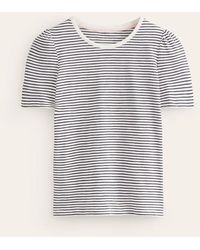 Boden - Cotton Puff Sleeve T-shirt Ivory, Navy - Lyst