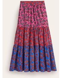 Boden - Lorna Tiered Maxi Skirt Sangria Sunset, Paisley Wave - Lyst