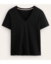 Boden - Flammgarn-T-Shirt Mit V-Ausschnitt Und Normaler Passform Damen - Lyst