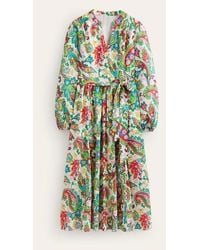 Boden - Jen Cotton Midi Dress Ivory, Paisley Azure Medium - Lyst