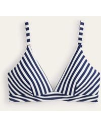 Boden - Arezzo V-neck Bikini Top Navy, Ivory Texture Stripe - Lyst
