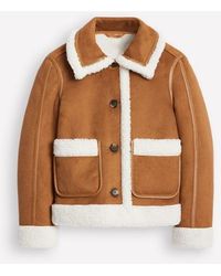 Boden Reversible Faux Shearling Coat in Brown Lyst