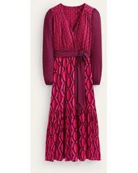 Boden - Jersey Maxi Wrap Dress Vibrant Pink, Geo Valley - Lyst