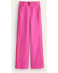 Boden - Westbourne Linen Pants Pop Pansy, Red Side Stripe - Lyst