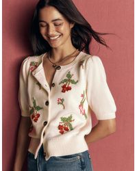 Boden - Puff Sleeve Cotton Cardigan - Lyst