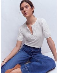 Boden - Ada Broderie Mix Top - Lyst