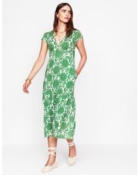 Boden - Eloise Gestuftes Jerseykleid-Paradiesgrün, Dahlienstempel - Lyst
