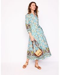 Boden - Clara Hemdblusenkleid Aus Leinenmischgewebe-Bunt, Zitrusrebe Kacheln - Lyst