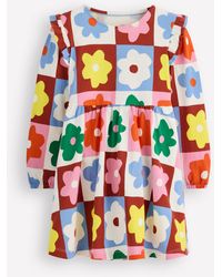 Boden - Robe Posie À Manches Longues En Jersey-Carreaux À Fleurs Multi - Lyst