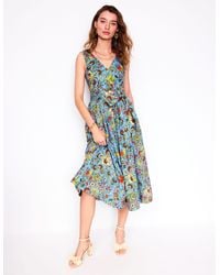 Boden - V-Neck Belted Flare Dress-Multi, Citrus Vine - Lyst