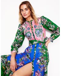 Boden - Mia Tiered Shirt Dress-Multi, Botanica Terrace - Lyst