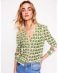 Boden - Liv Strickjacke Aus Leinen Mit V-Ausschnitt-Warmes Naturweiß, Dahliengarten - Lyst