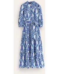 Boden - Alba Tiered Cotton Maxi Dress Surf The Web, Pineapple Wave - Lyst