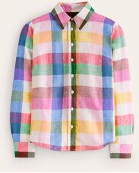 Boden - Sienna Linen Shirt Bright Neon, Multi Gingham - Lyst