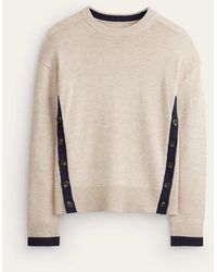 Boden - Alma Contrast Trim Sweater Chinchilla Melange, Navy - Lyst