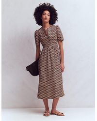 Boden - Ivy Button Linen Midi Dress - Lyst