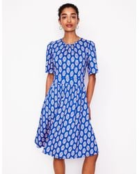 Boden - Louisa Kurzes Jerseykleid-Galerie-Blau, Kleiner Blumenstrauß Stempel - Lyst