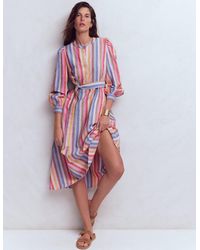 Boden - Ava Linen Blend Midi Dress-Multi, Botanical Trail - Lyst