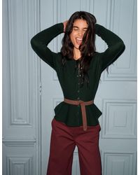 Boden - Fitted Wool Peplum Cardigan - Lyst
