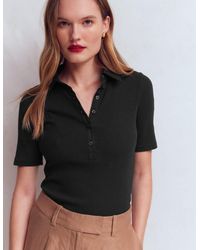 Boden - Collared Ribbed Henley Top - Lyst