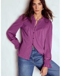 Boden - Smocked Yoke Jersey Shirt - Lyst