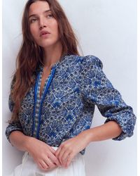 Boden - Notch Neck Linen Trim Top- Elaborate Terrace - Lyst