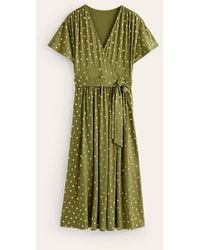 Boden - Kimono Wrap Jersey Midi Dress Mayfly, Scattered Foil Spot - Lyst