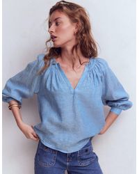 Boden - Serena Pleat Neck Linen Top - Lyst