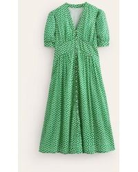 Boden - Elsa Crinkle Midi Tea Dress Green Tambourine, Primrose - Lyst