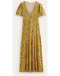 Boden - V-neck Jersey Midi Dress Mustard Seed, Meadow Fall - Lyst