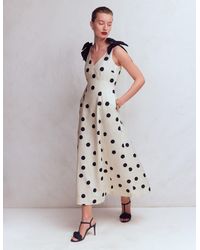 Boden - Bow Detail Linen Empire Dress - Lyst