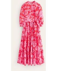Boden - Alba Tiered Cotton Maxi Dress Flame Scarlet, Cascade Paisley - Lyst