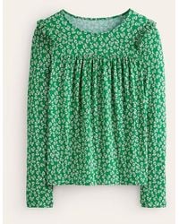 Boden - Frill Detail Long Sleeve Top Green Tambourine, Ditsy Bud - Lyst
