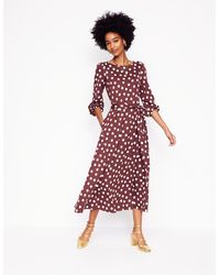 Boden - Leandra Jersey Midi Dress-Chestnut, Abstract Dot - Lyst