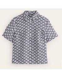 Boden - Hazel Short Sleeve Linen Shirt Navy, Geo Terrace - Lyst
