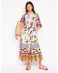 Boden - Clara Linen Blend Shirt Dress- Chambray, Embroidered - Lyst