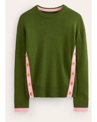 Boden - Alma Contrast Trim Sweater Garden Green, Orchid Pink - Lyst