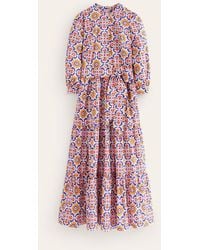 Boden - Alba Tiered Cotton Maxi Dress Firecracker, Gardenia Swirl - Lyst