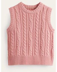Boden - Cable Crew Neck Sweater Vest - Lyst