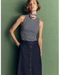 Boden - Val Button Denim Midi Skirt - Lyst