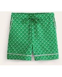 Boden - Cotton Sateen Pajama Shorts Green, Ditsy Vine - Lyst