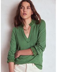 Boden - Aria Broderie Notch Neck Top - Lyst